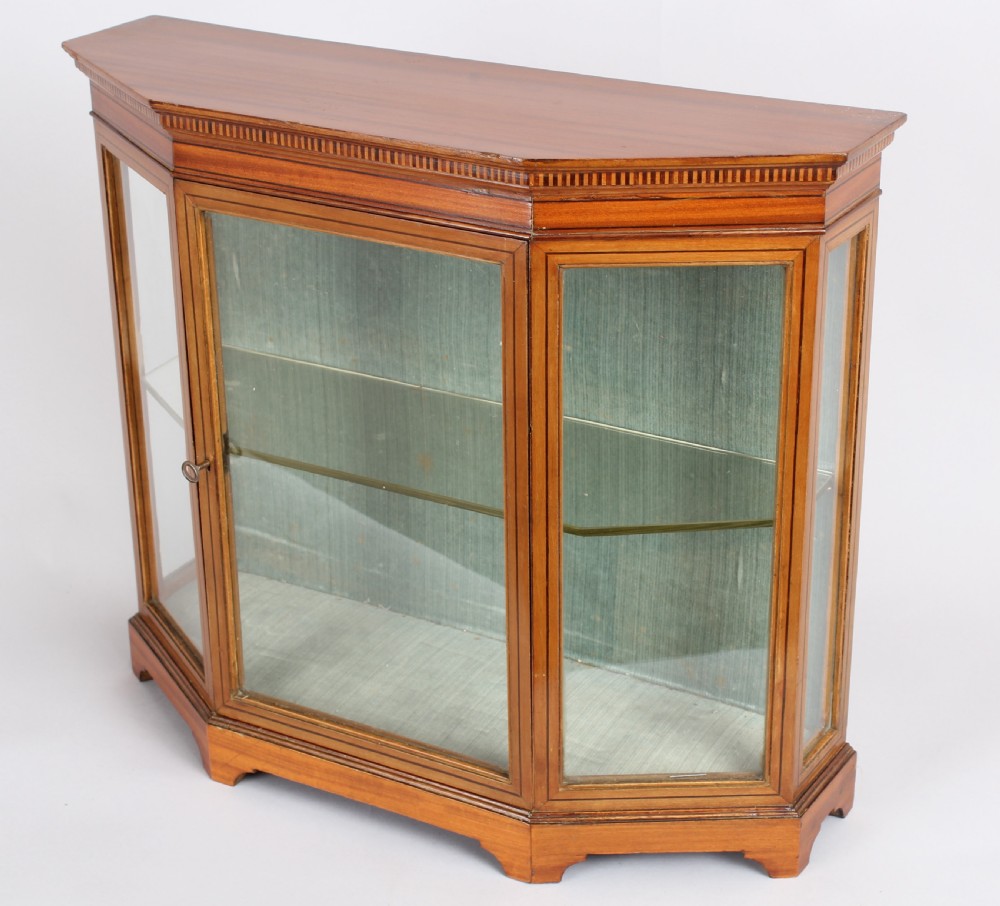 An Edwardian satinwood miniature glazed display cabinet View V