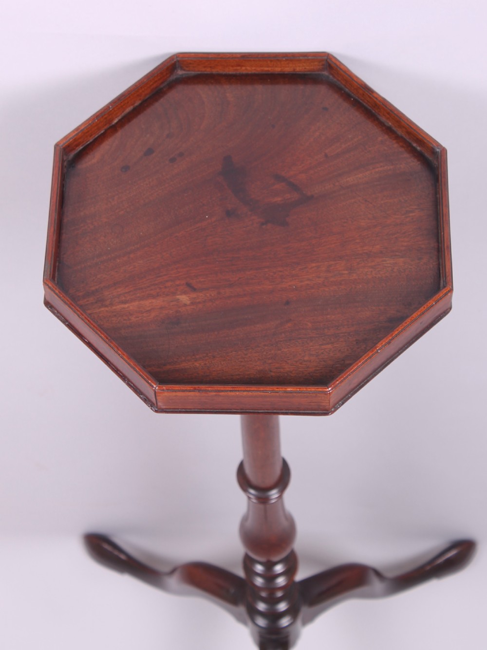Mahogany torchere with an octagonal galleried top View II