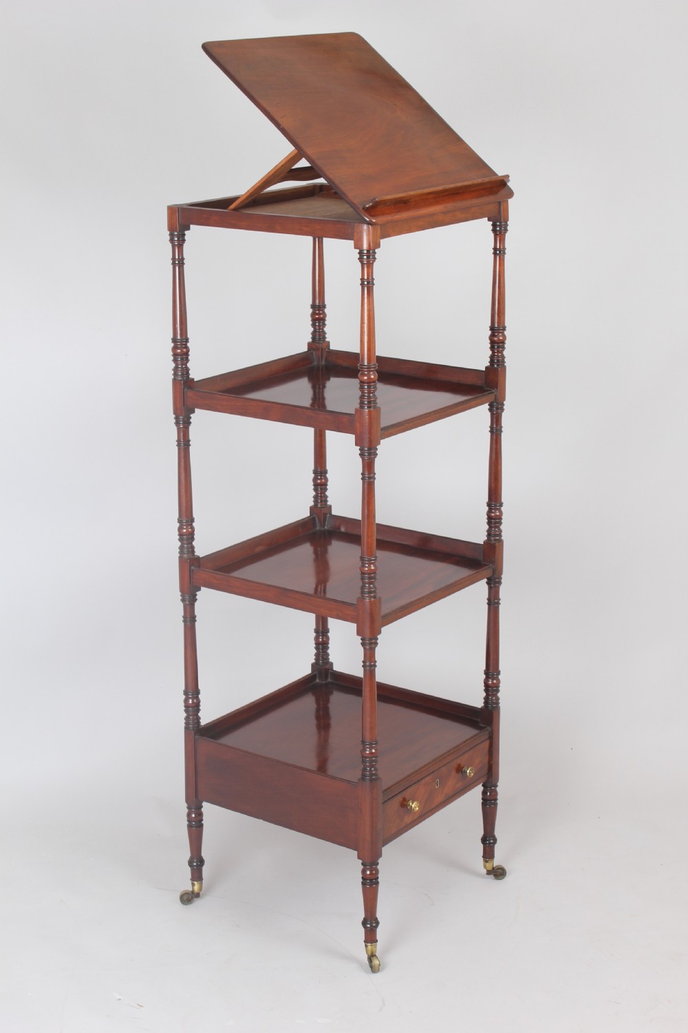 Early 19th century Regency period mahogany four tray whatnot