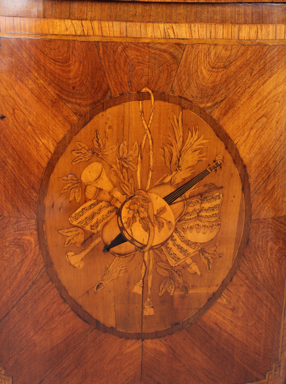 Rare pair of late eighteenth century Dutch kingwood and marquetry corner-cupboards View IV