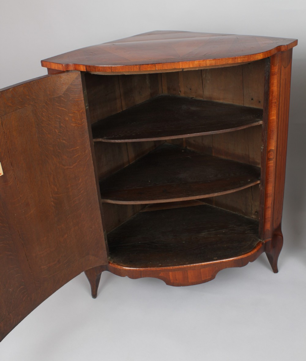 Rare pair of late eighteenth century Dutch kingwood and marquetry corner-cupboards View VI