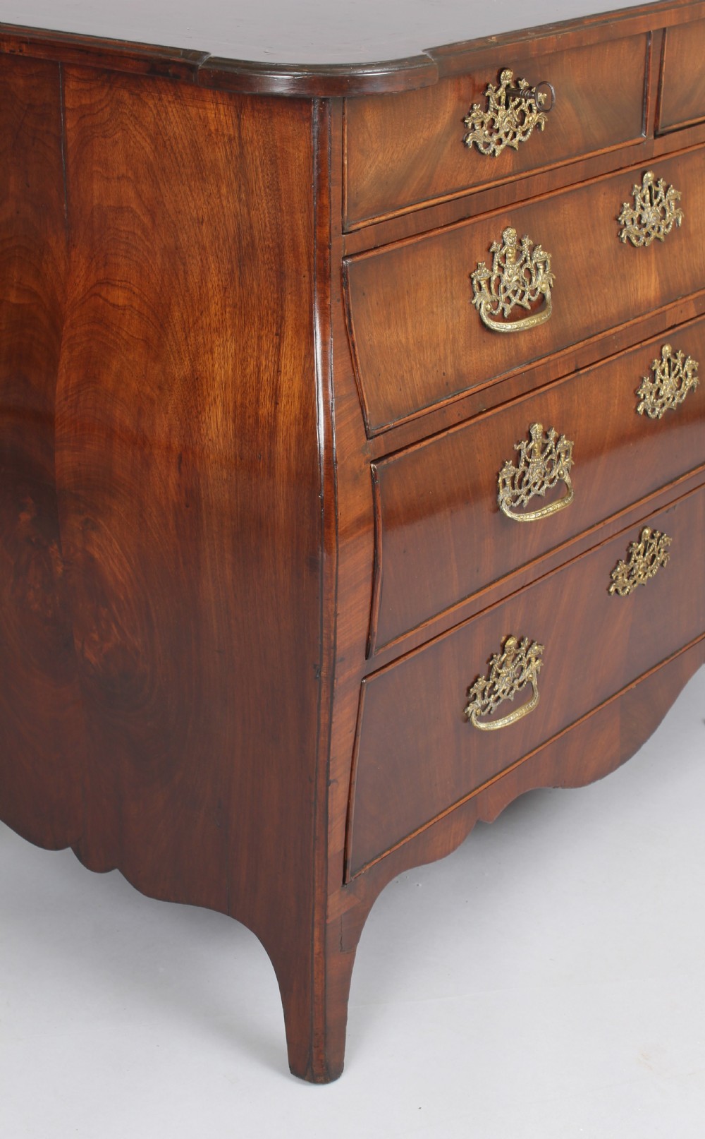 Small Dutch mahogany bombe commode chest View III
