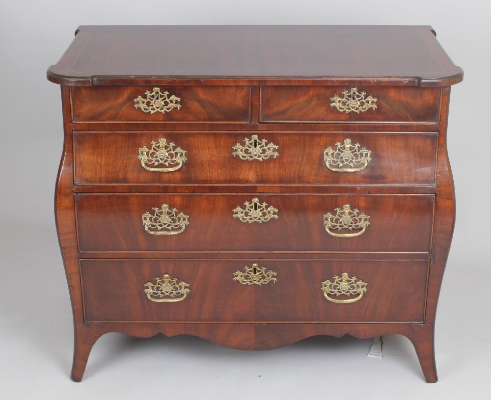 Small Dutch mahogany bombe commode chest View V