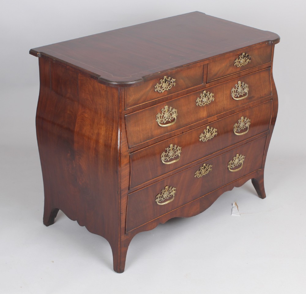Small Dutch mahogany bombe commode chest View VI