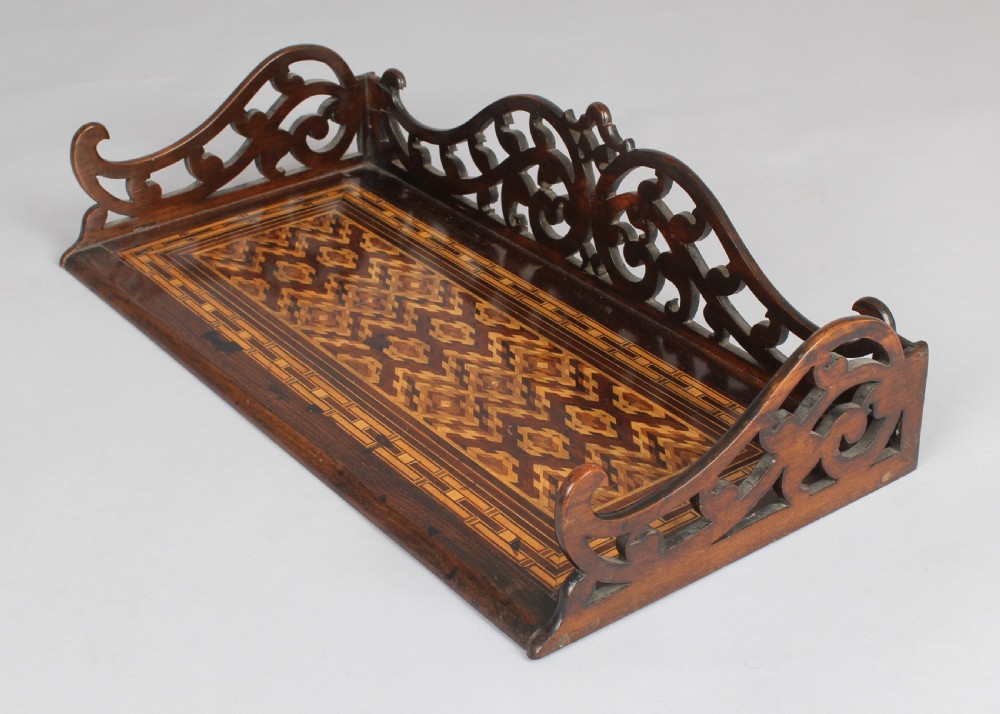 A mid Victorian rosewood and Tunbridgeware table book-stand  View II