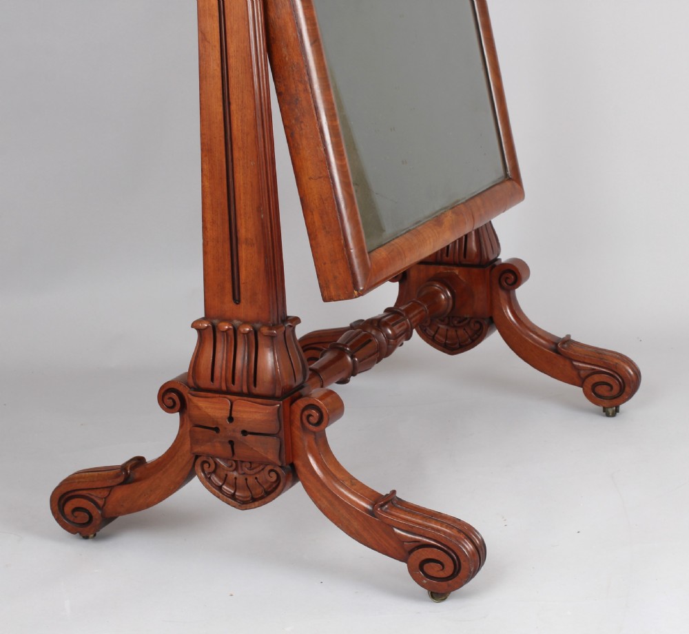 A fine quality William IV mahogany cheval mirror View II