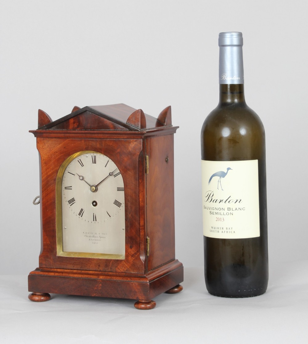 A fine George IV period mahogany mantel / library clock View VI