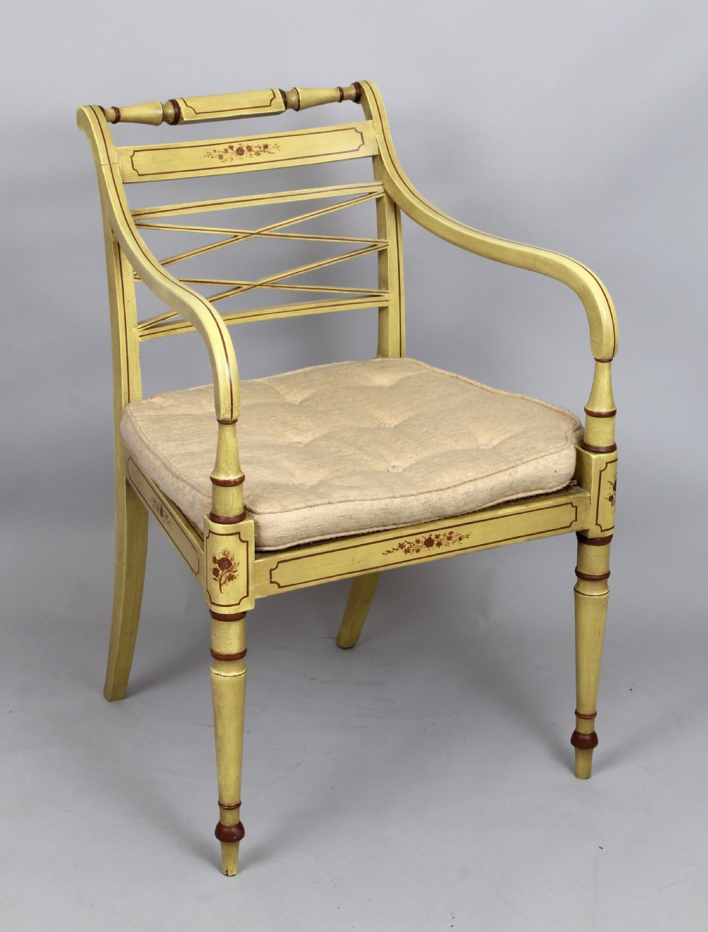 A pair of Regency painted elbow-chairs View II