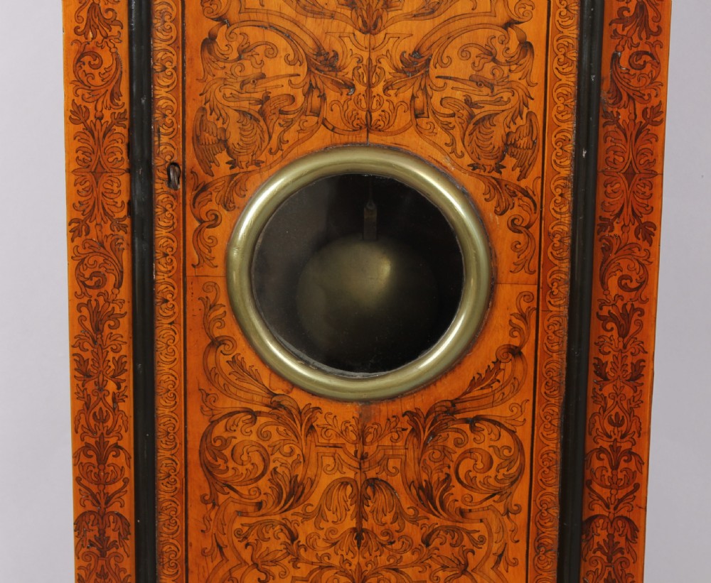 Queen Anne period walnut and seaweed marquetry long-case clock View V