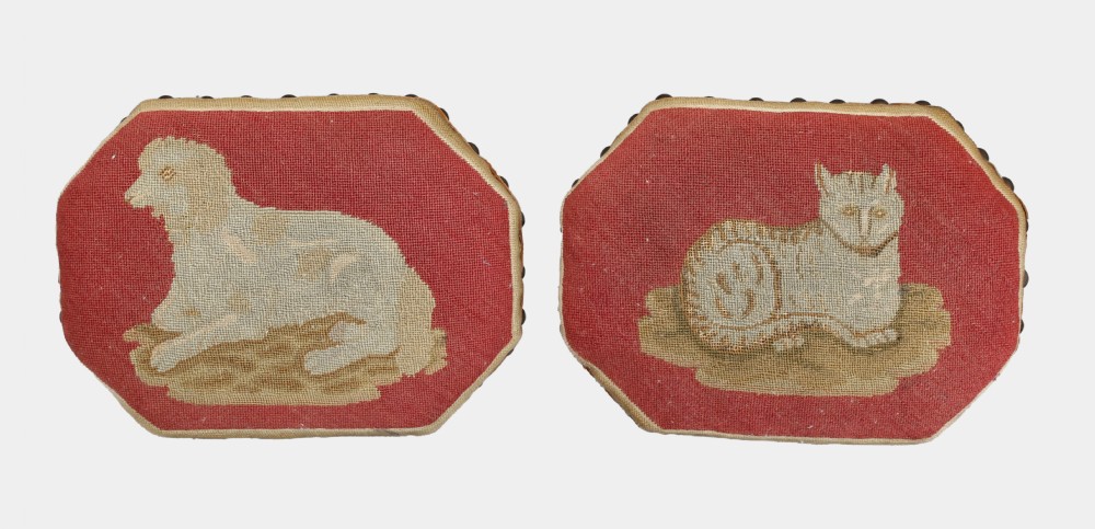 Pair of Victorian octagonal foot-stools View II
