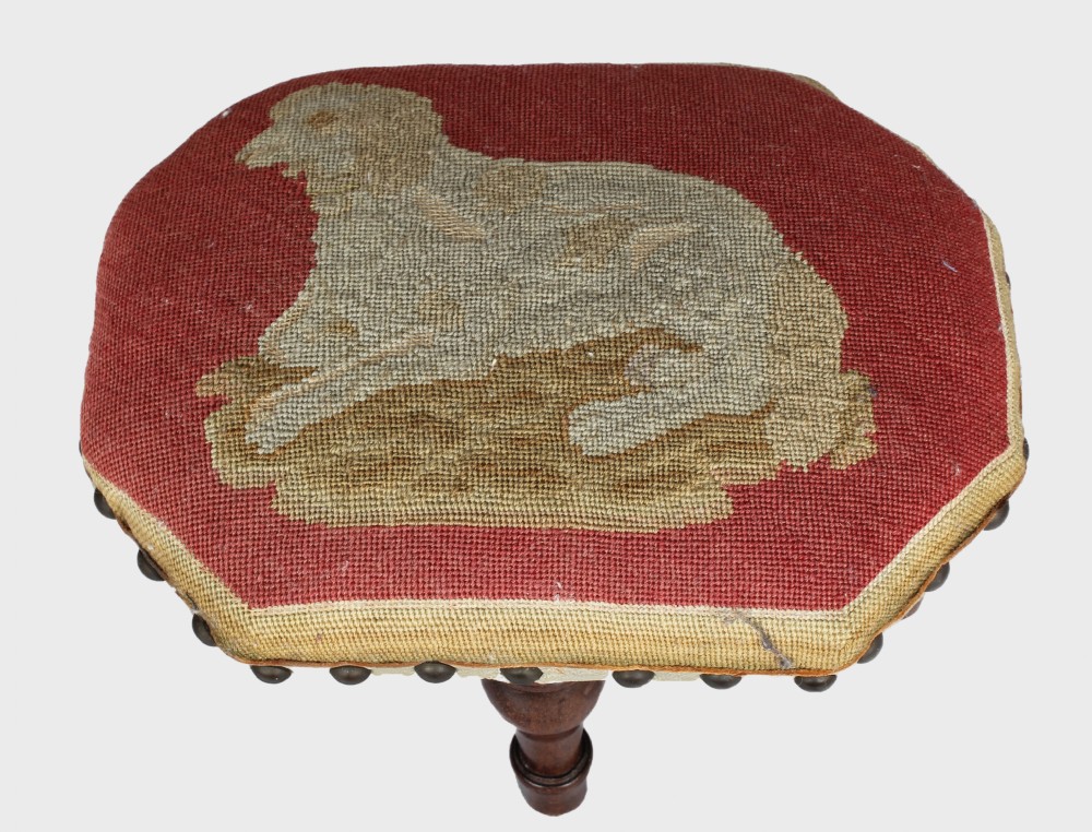 Pair of Victorian octagonal foot-stools View III
