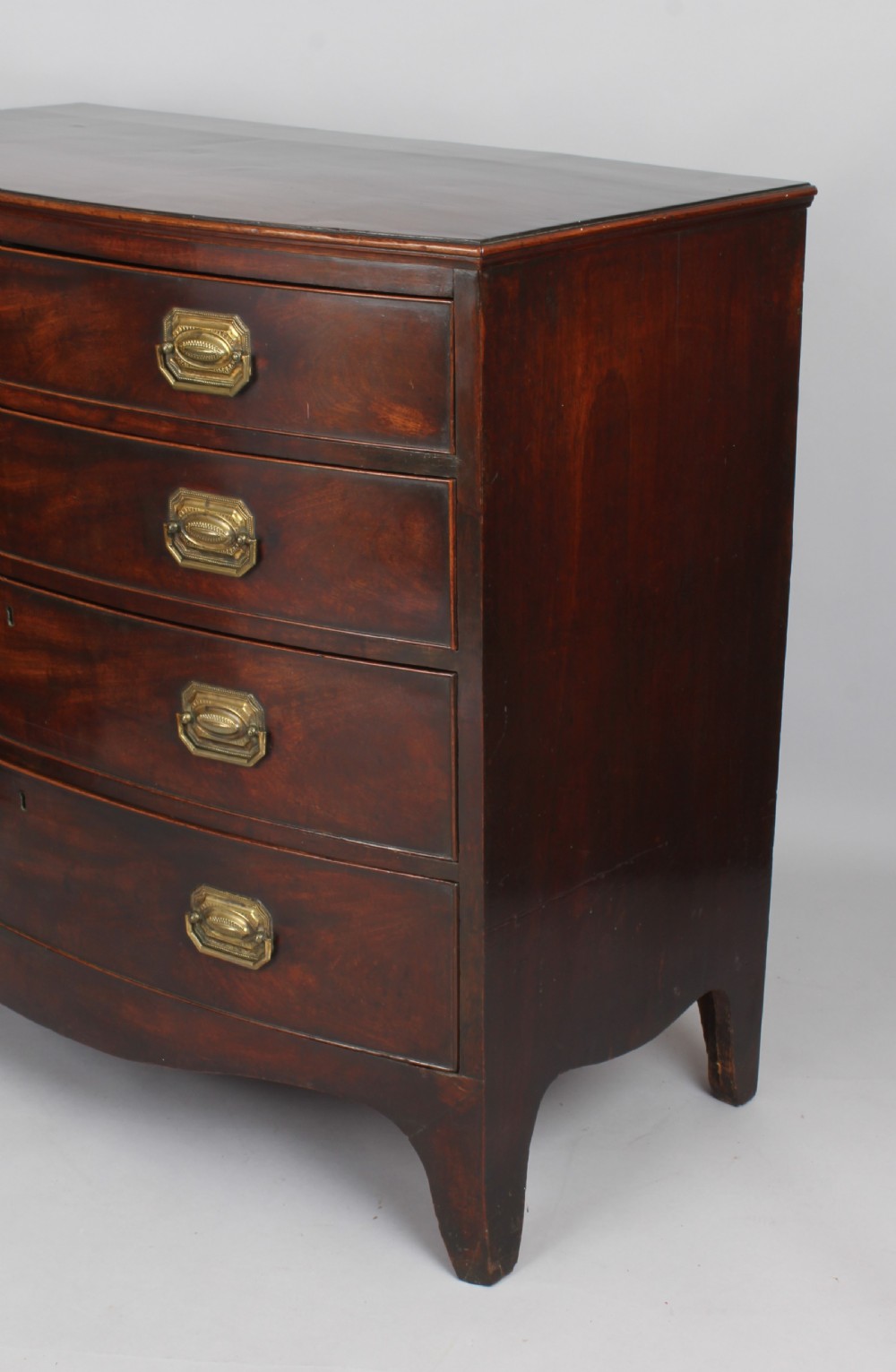 George III mahogany bow-fronted chest of four graduated drawers View III