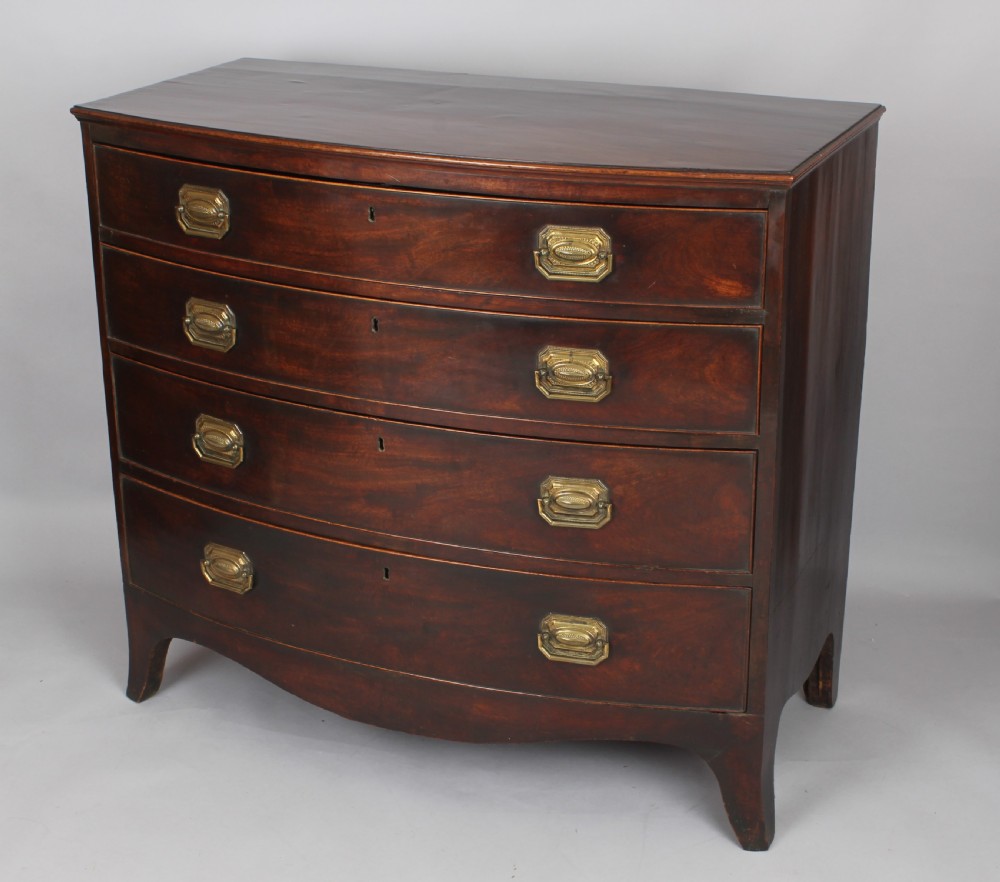 George III mahogany bow-fronted chest of four graduated drawers View VI
