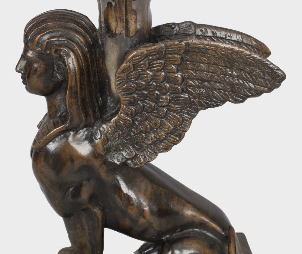 Pair of fine quality bronzed winged sphinx of bold form View IV