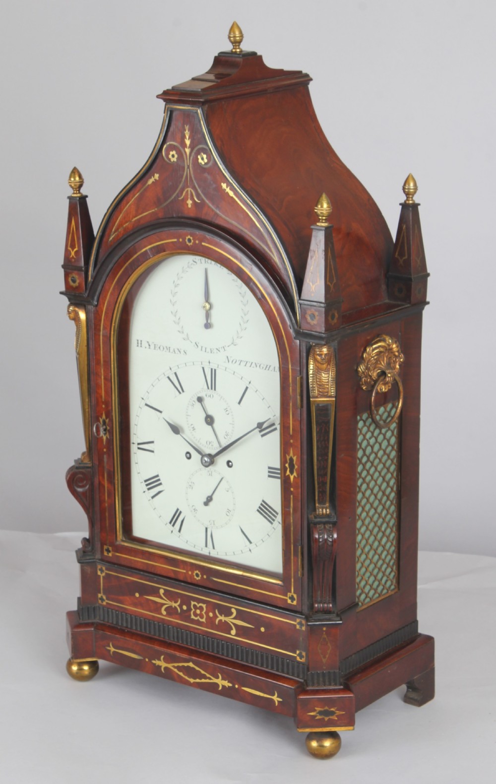 William IV mahogany  Gothic-topped bracket clock by H Yeomans, Nottingham