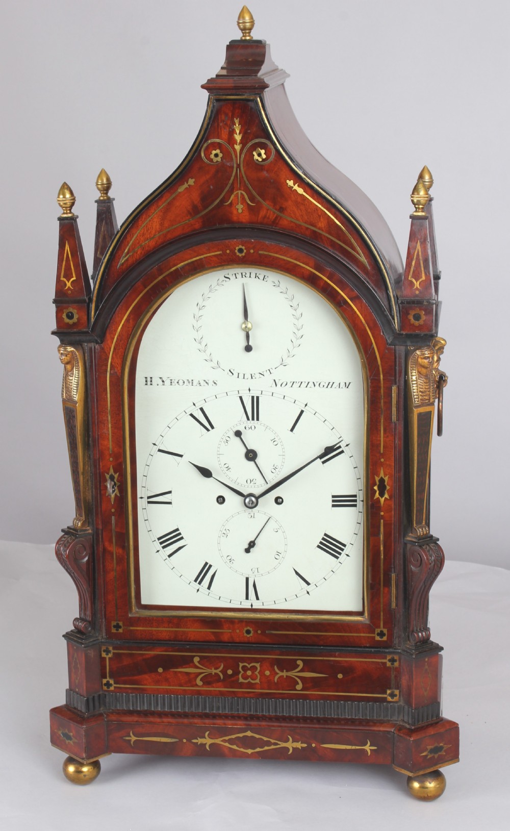 William IV mahogany  Gothic-topped bracket clock by H Yeomans, Nottingham View II