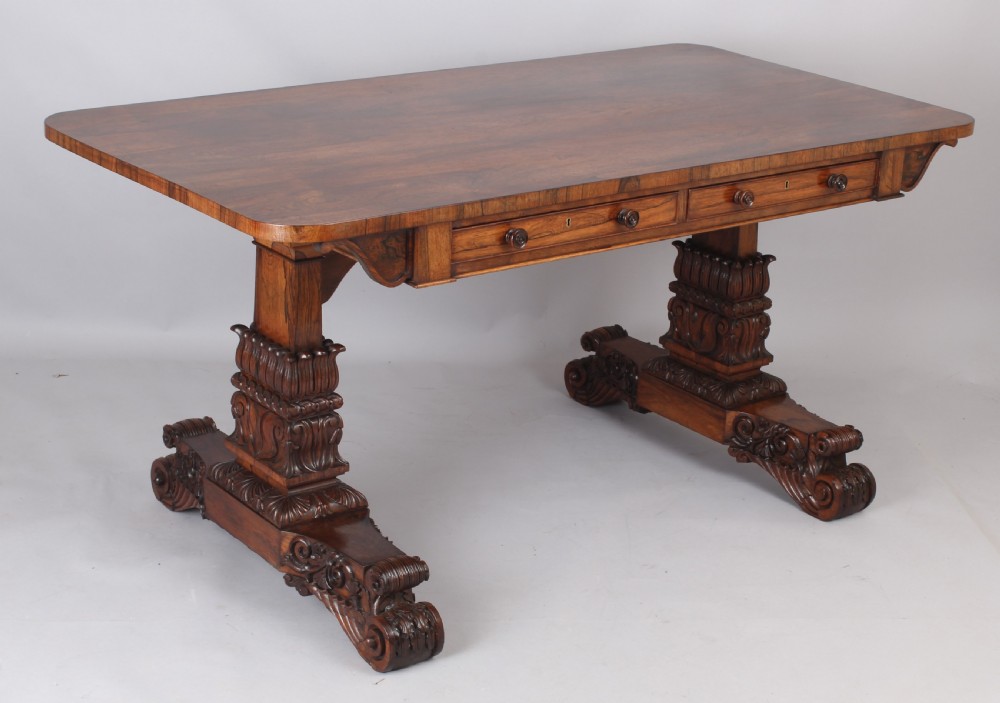 A fine rosewood library table of very high quality and, possibly, by Gillows
