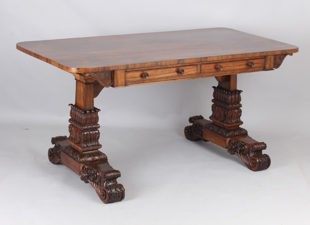 A fine rosewood library table of very high quality and, possibly, by Gillows View IV