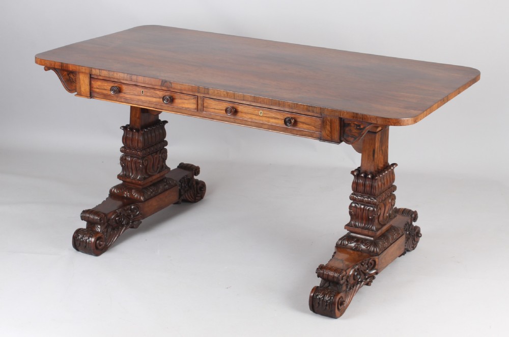 A fine rosewood library table of very high quality and, possibly, by Gillows View VII