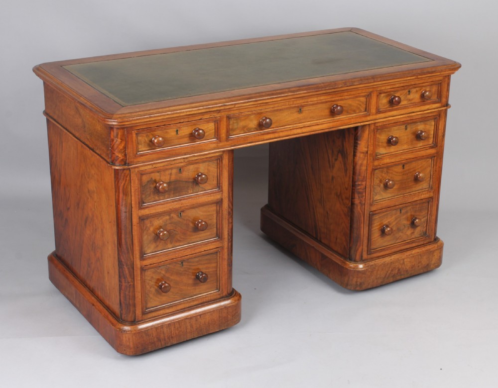 Three part free standing desk free in figured walnut