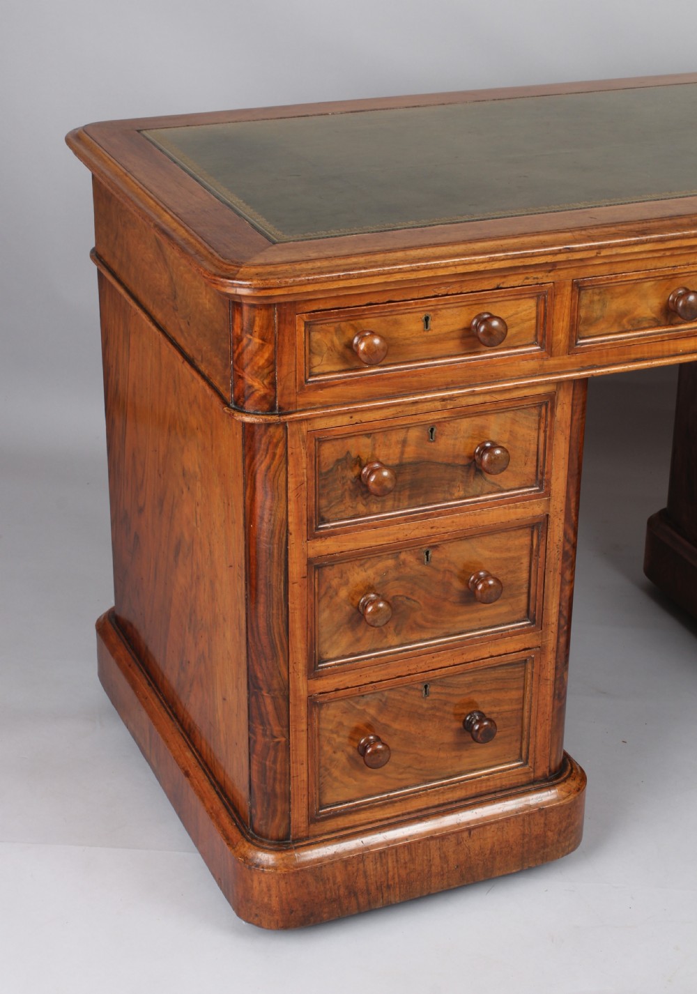 Three part free standing desk free in figured walnut View II