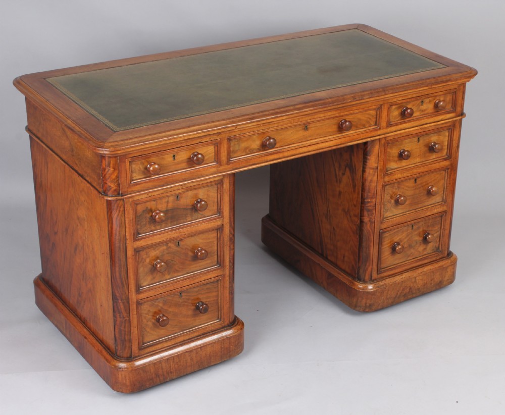 Three part free standing desk free in figured walnut View IV