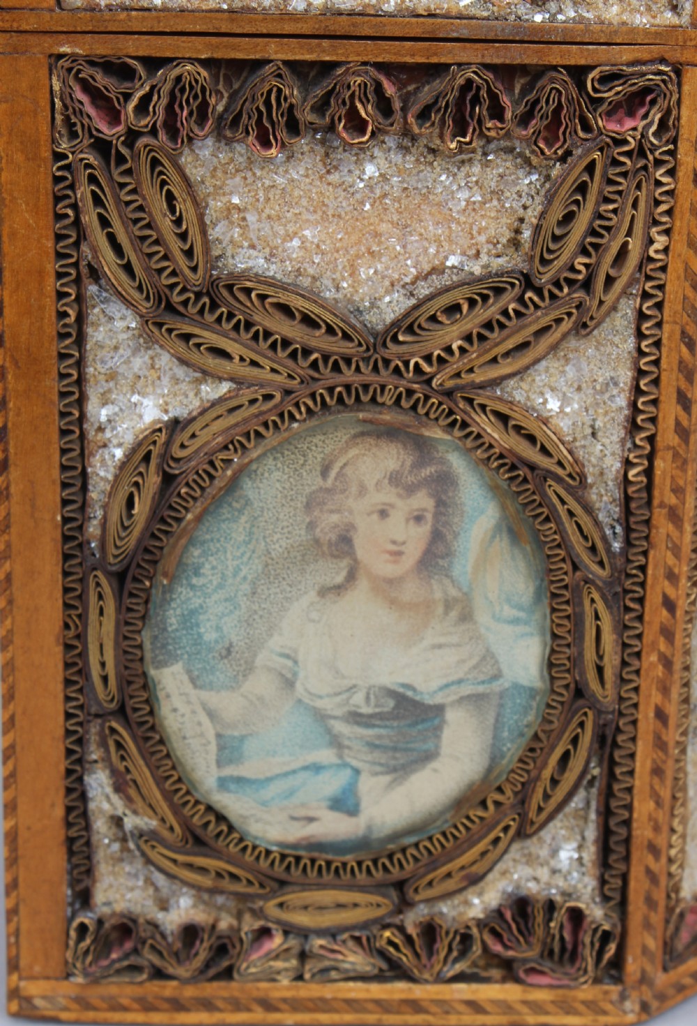 Fine George III period rolled paper tea caddy of hexagonal form View VII