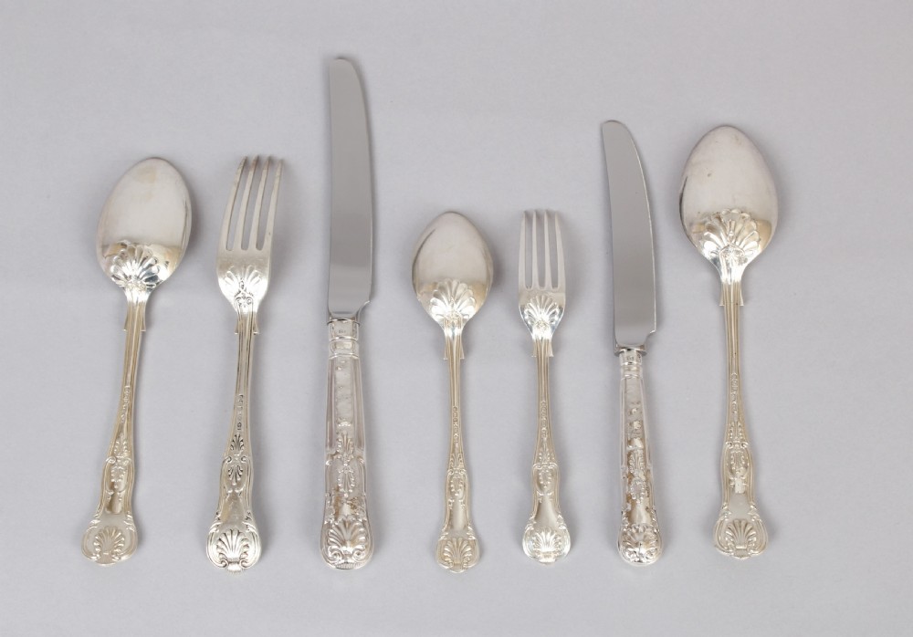A very fine and substantial Edwardian Kings Honeysuckle pattern cutlery service for 24 people View II