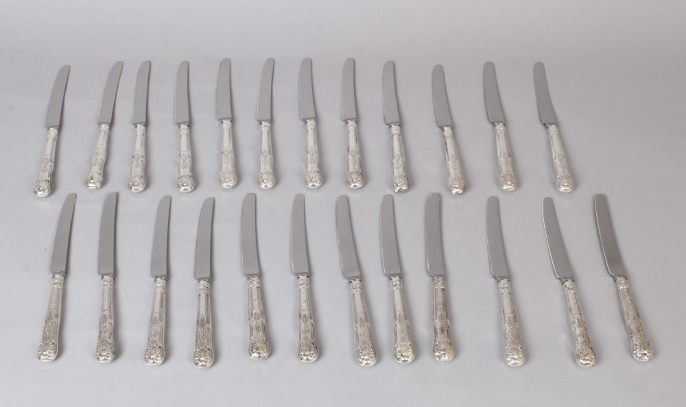 A very fine and substantial Edwardian Kings Honeysuckle pattern cutlery service for 24 people View V