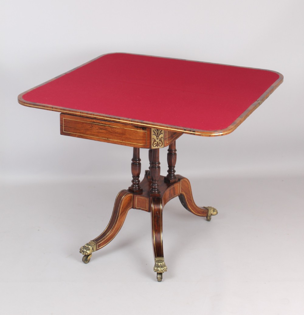 Regency rosewood D-shaped games table with a revolving top View III