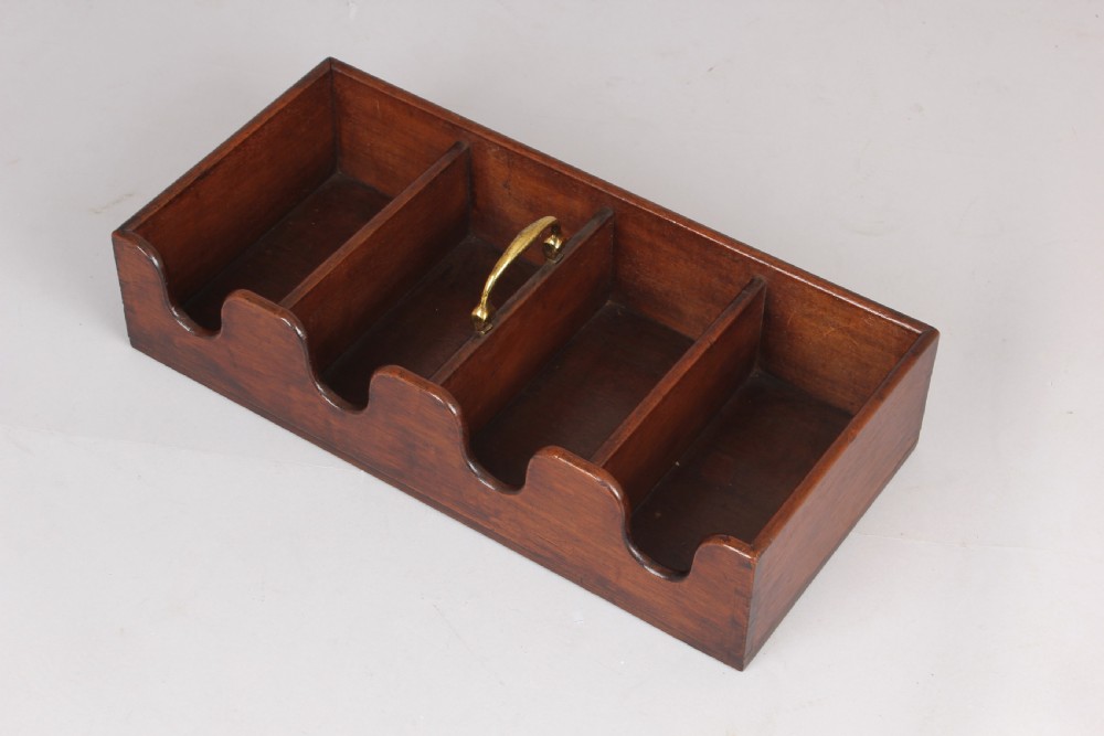 George III mahogany four bottle rectangular wine carrier View II