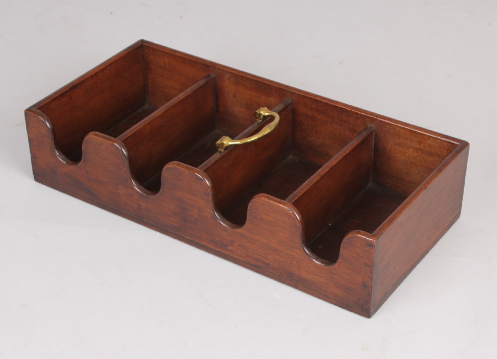 George III mahogany four bottle rectangular wine carrier View III