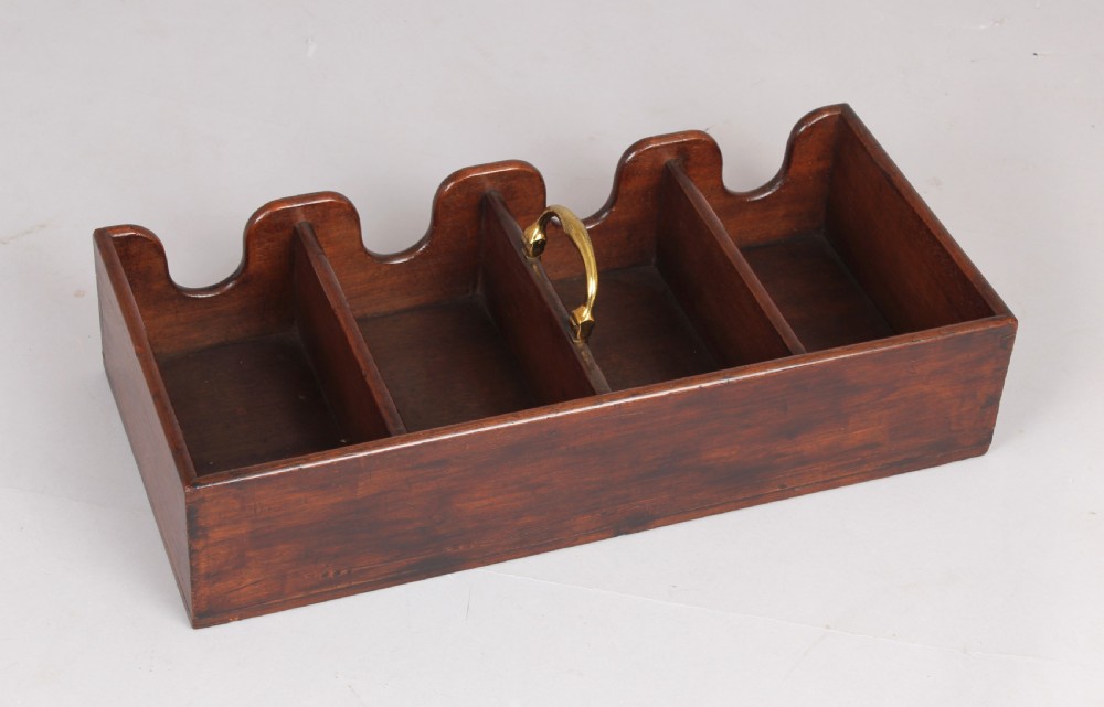 George III mahogany four bottle rectangular wine carrier View IV