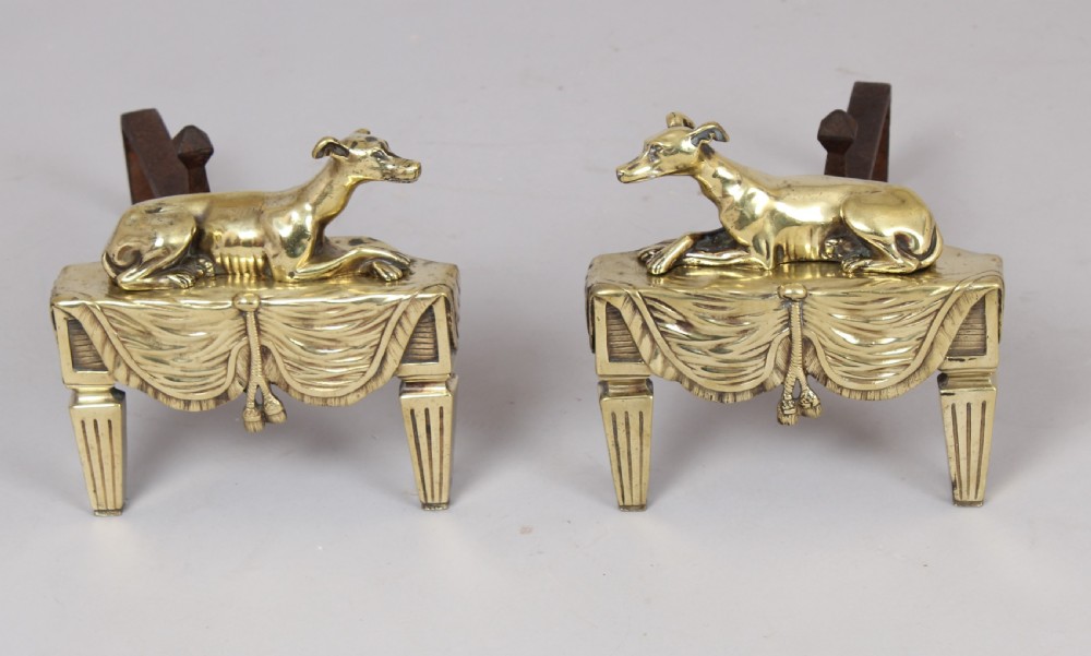 Fine pair of caste-brass fire dogs View II