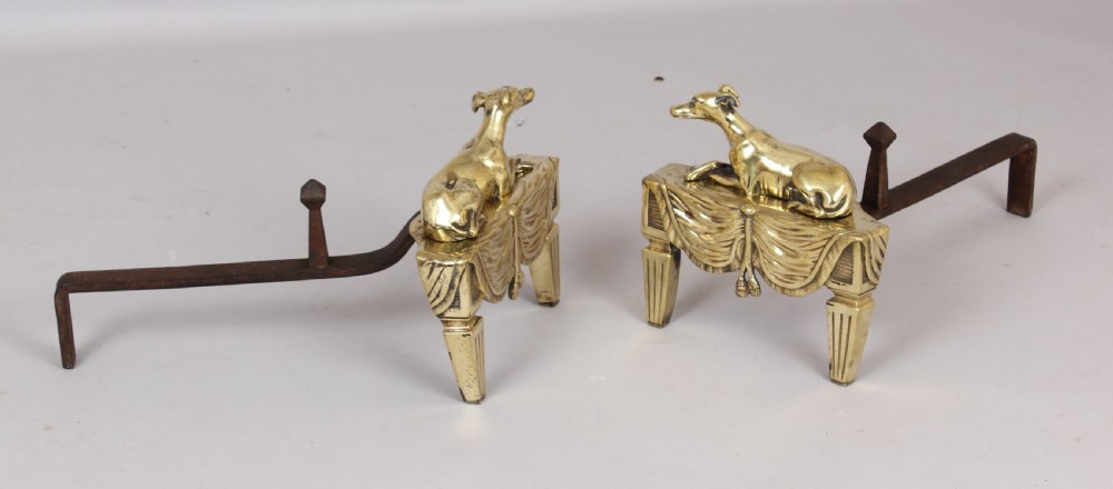 Fine pair of caste-brass fire dogs View III