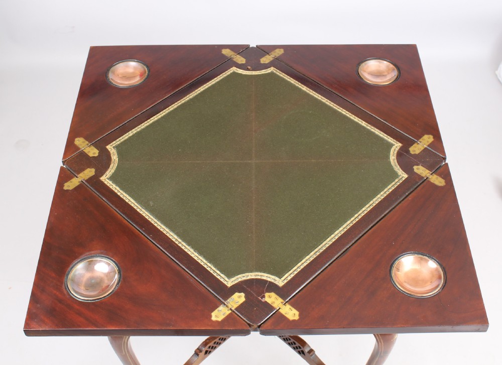 Edwardian mahogany envelope table  View II