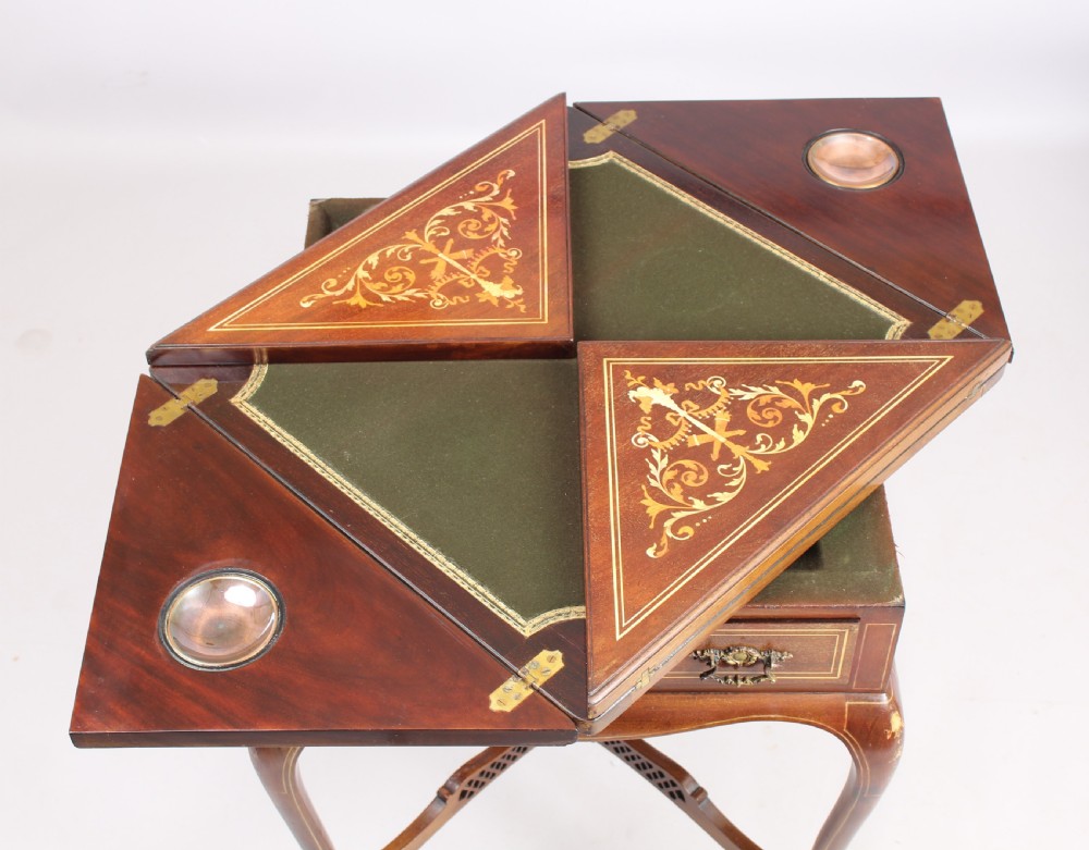 Edwardian mahogany envelope table  View III