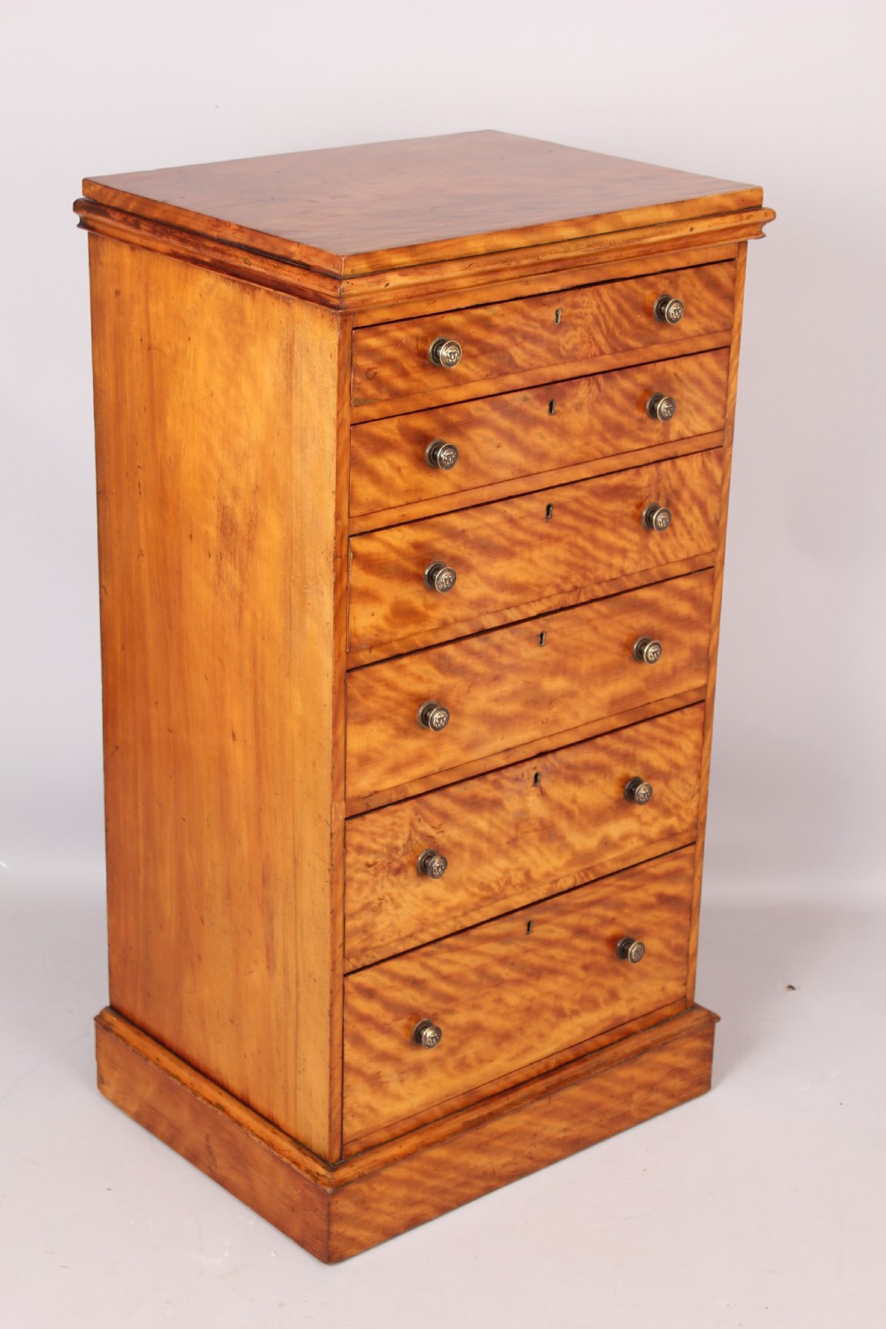 Satin birch chest of six graduated drawers