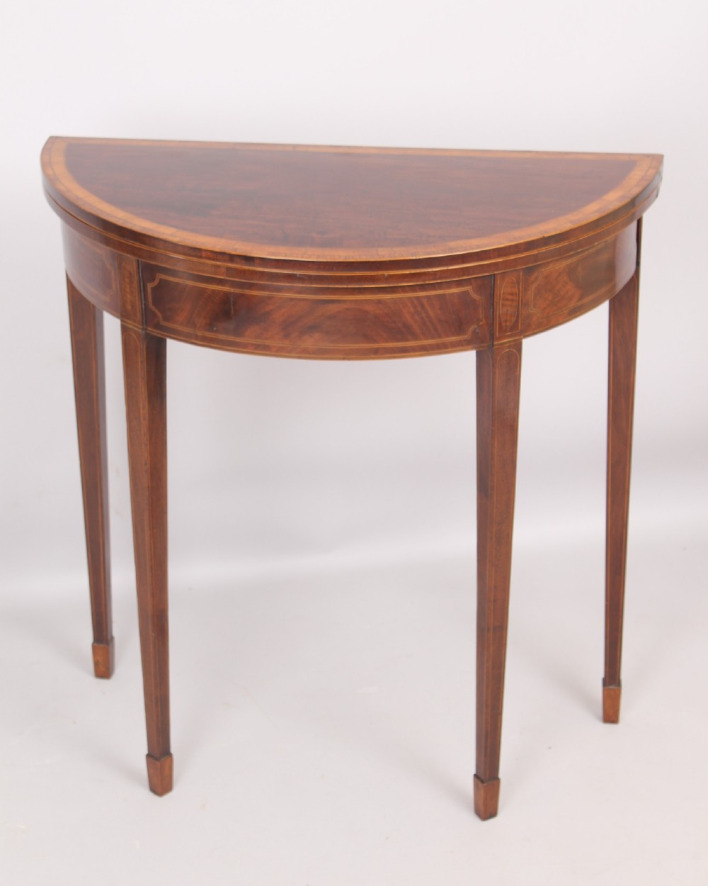 Mahogany half round card table of rare small size View II