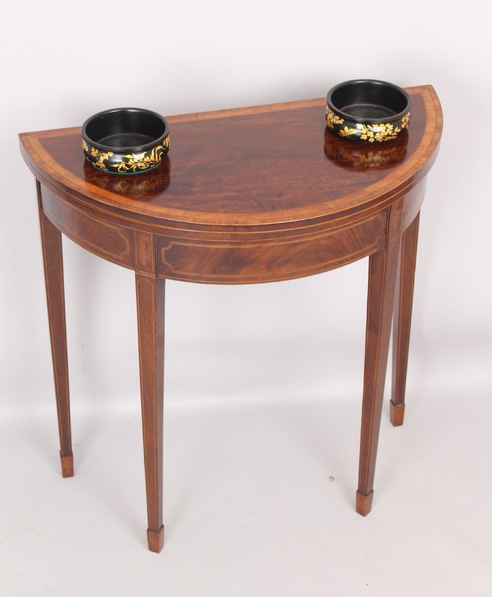 Mahogany half round card table of rare small size View III