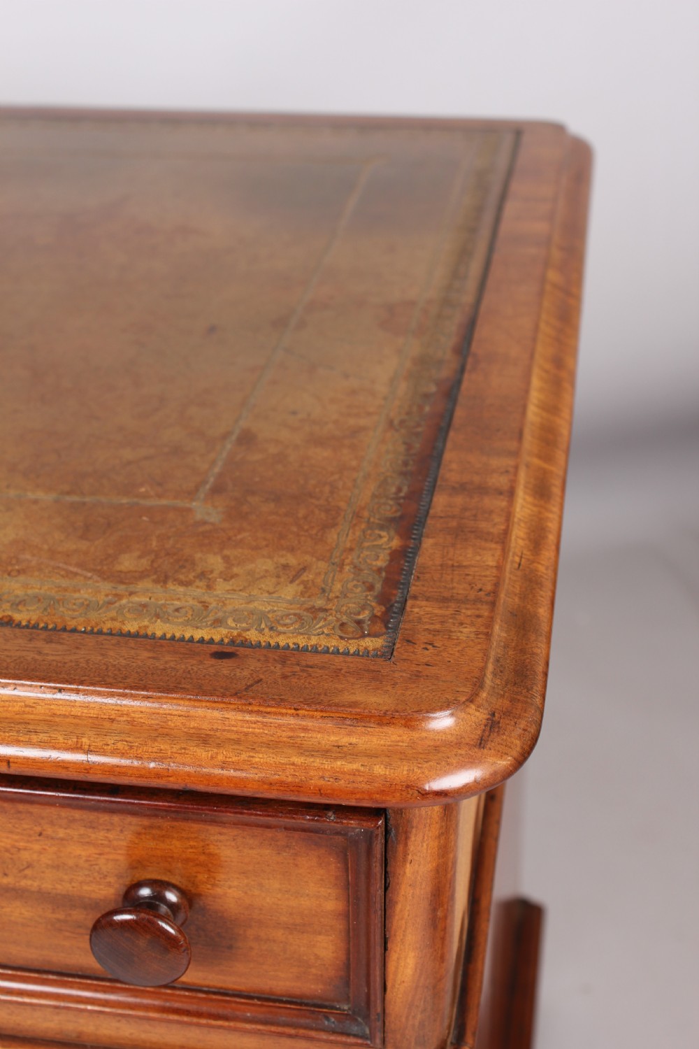 Mahogany three part pedestal desk, View II