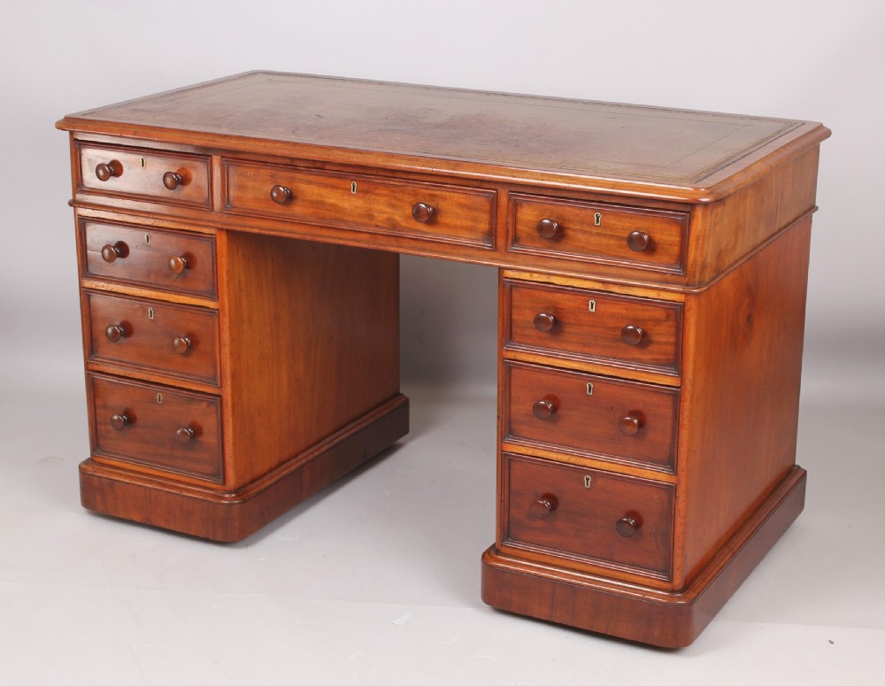 Mahogany three part pedestal desk, View IV