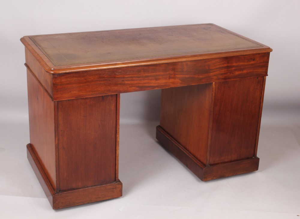 Mahogany three part pedestal desk, View V