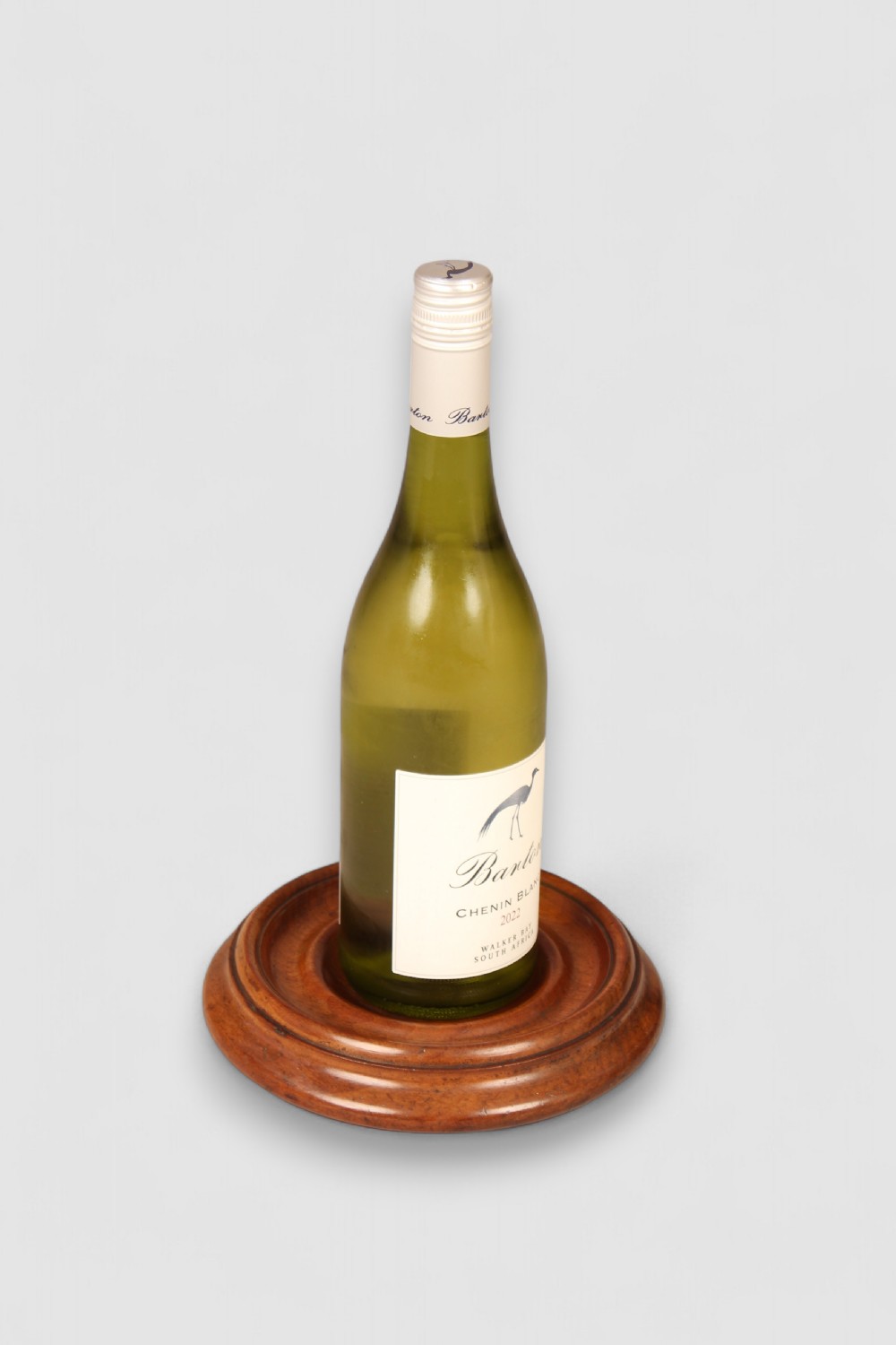 Boldly turned walnut bottle coaster  View II