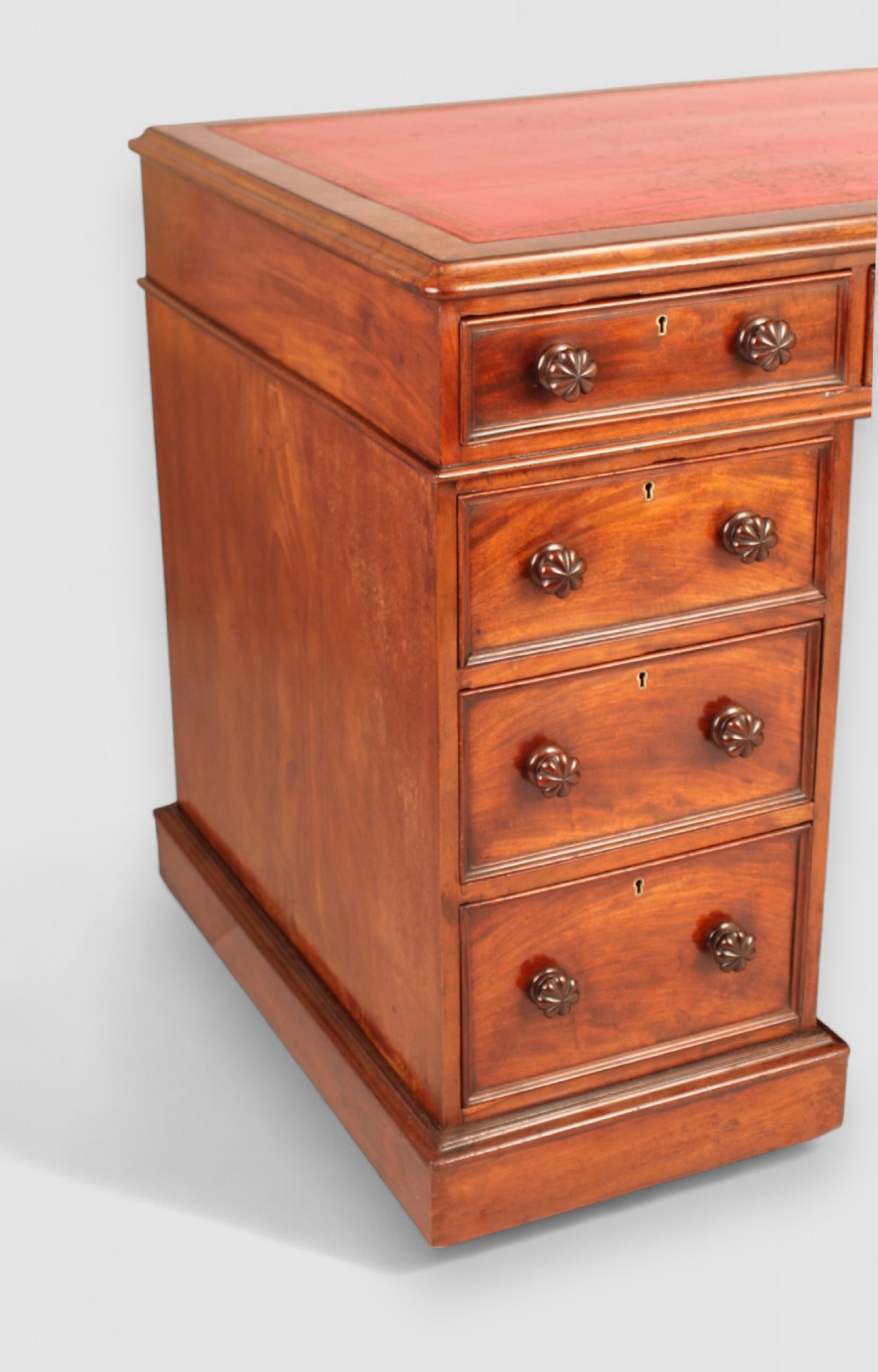 Mahogany three-part pedestal desk View III