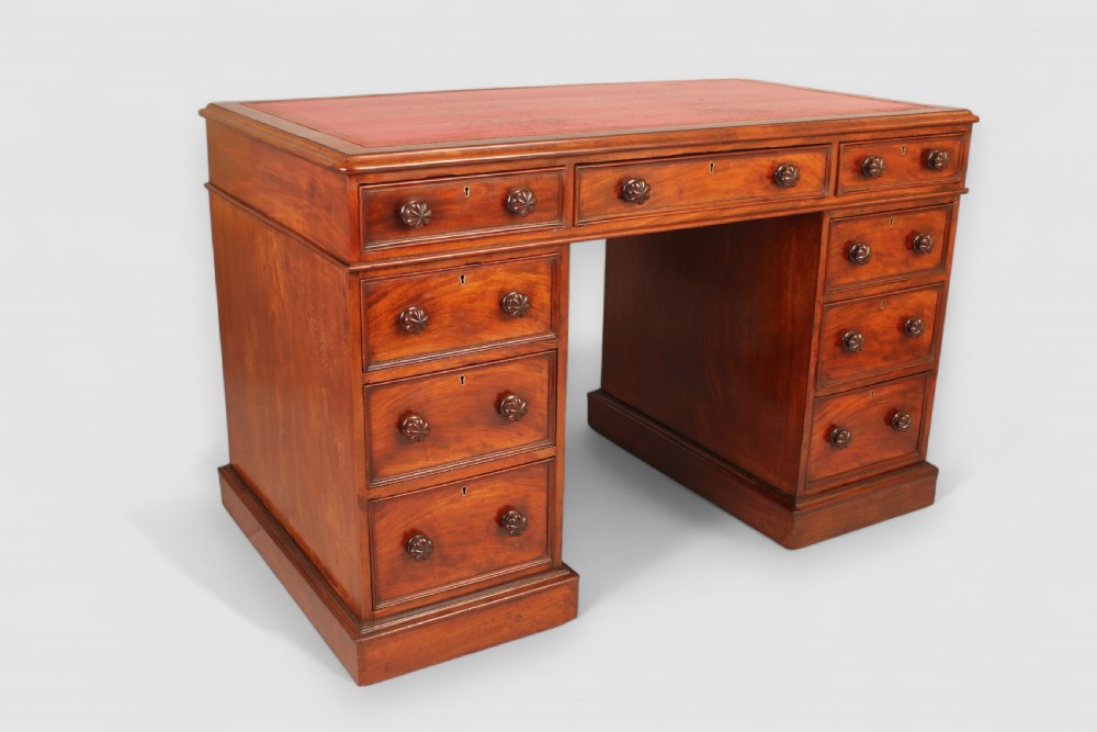 Mahogany three-part pedestal desk View VI