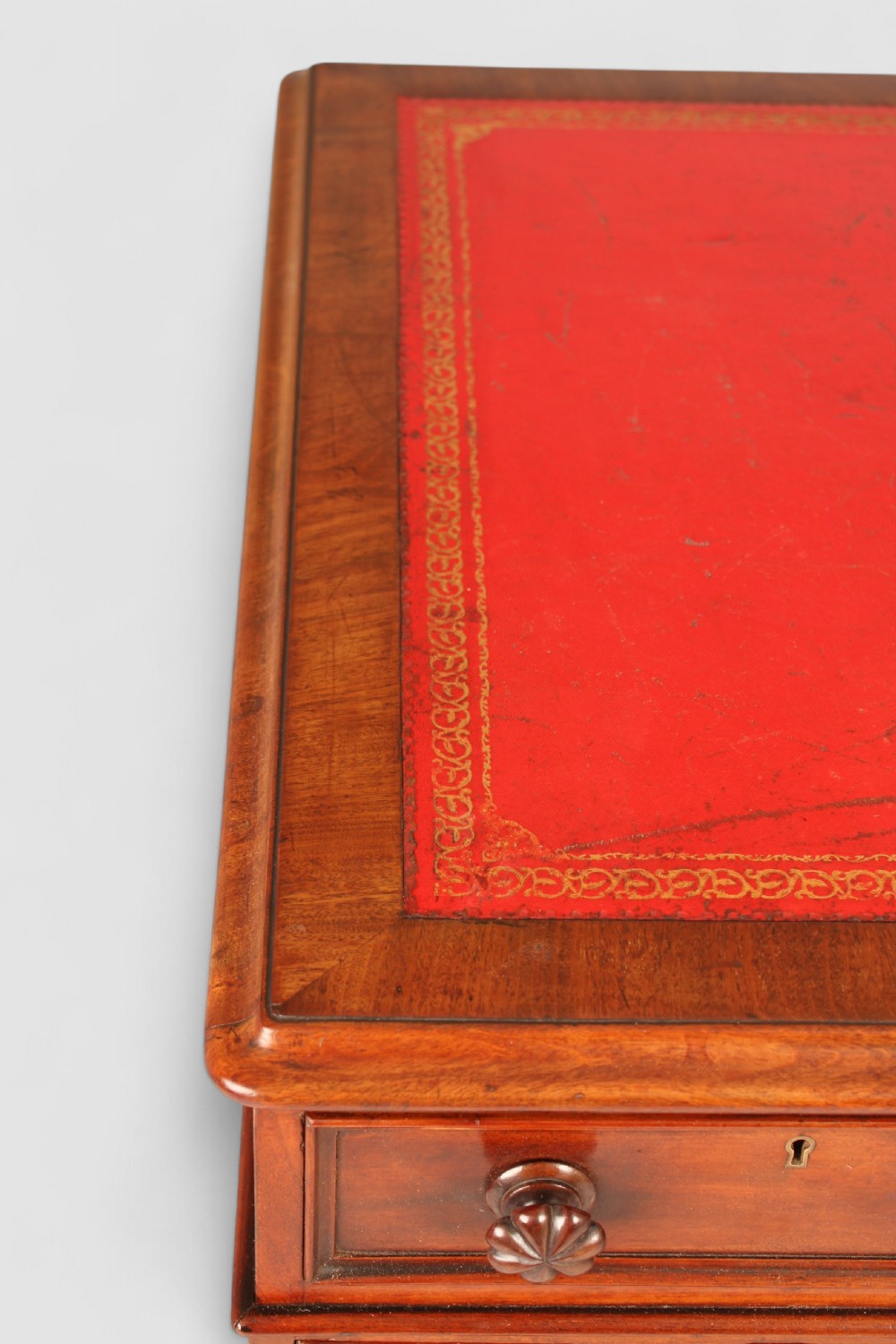 Mahogany three-part pedestal desk View VII