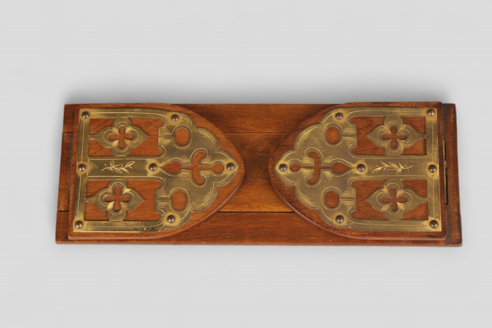 Victorian mahogany Gothic Revival extending book rest  View IV