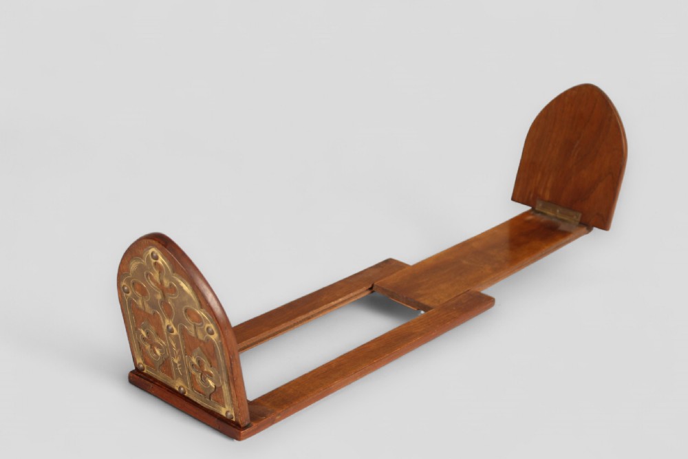 Victorian mahogany Gothic Revival extending book rest  View V