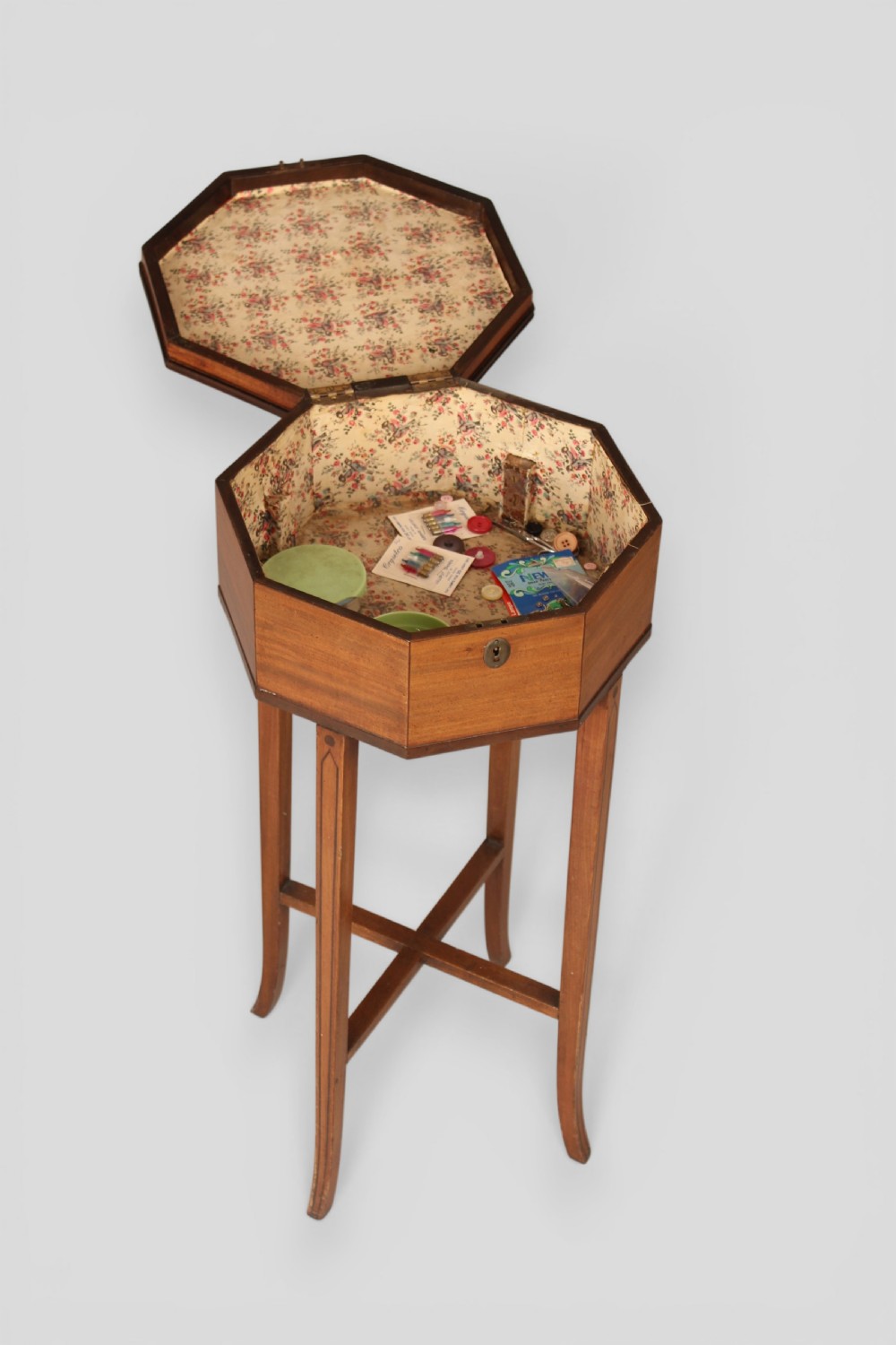 A George III Mahogany octagonal work box View III